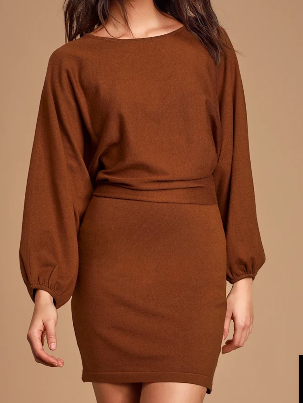 Brown Sleeve Sweater Dress